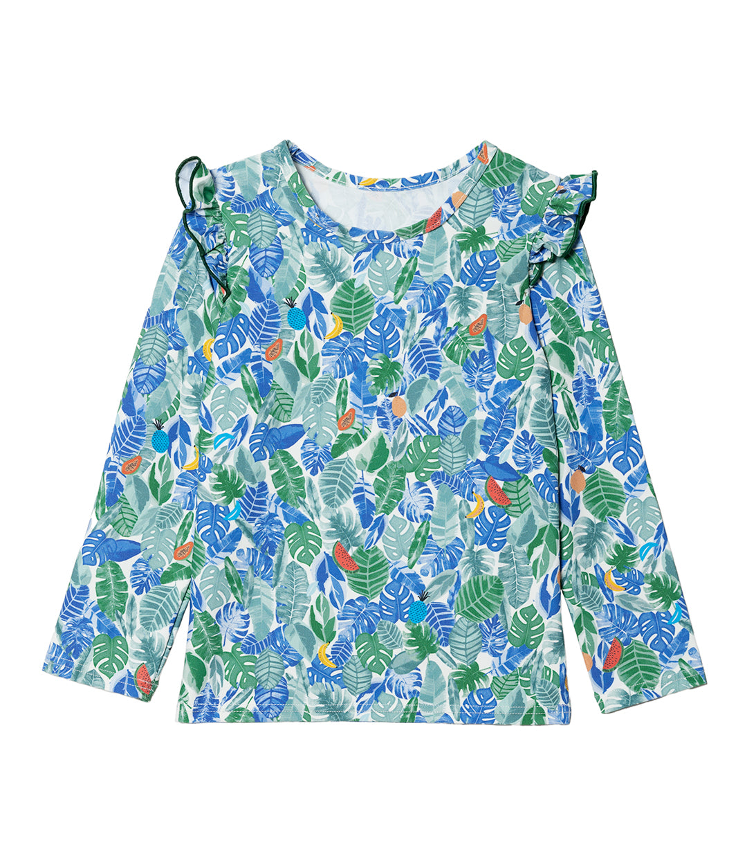 T-shirt anti-UV enfant fille manches longues imprimé tropical