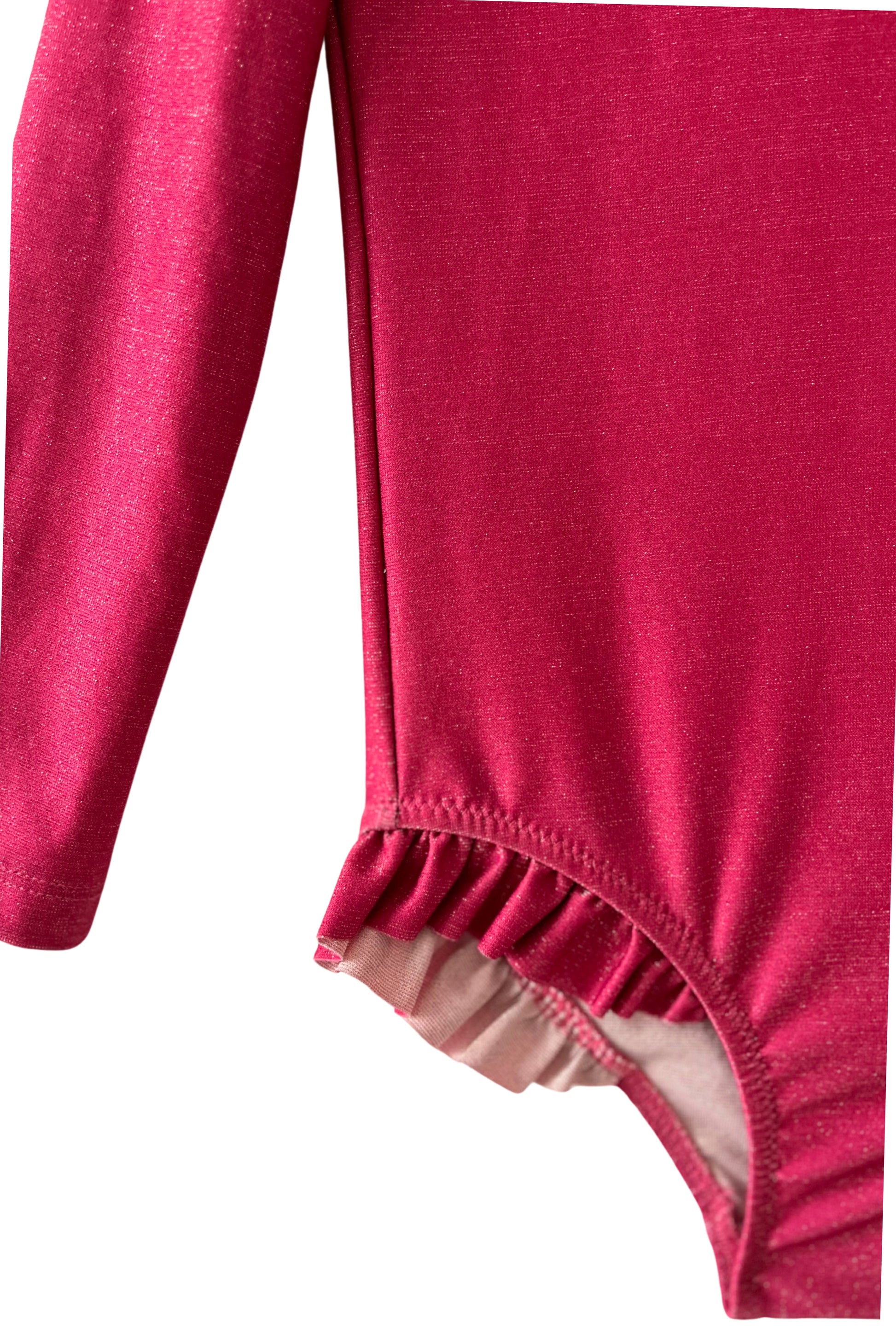 zoom maillot de bain fille Alba framboise irisé