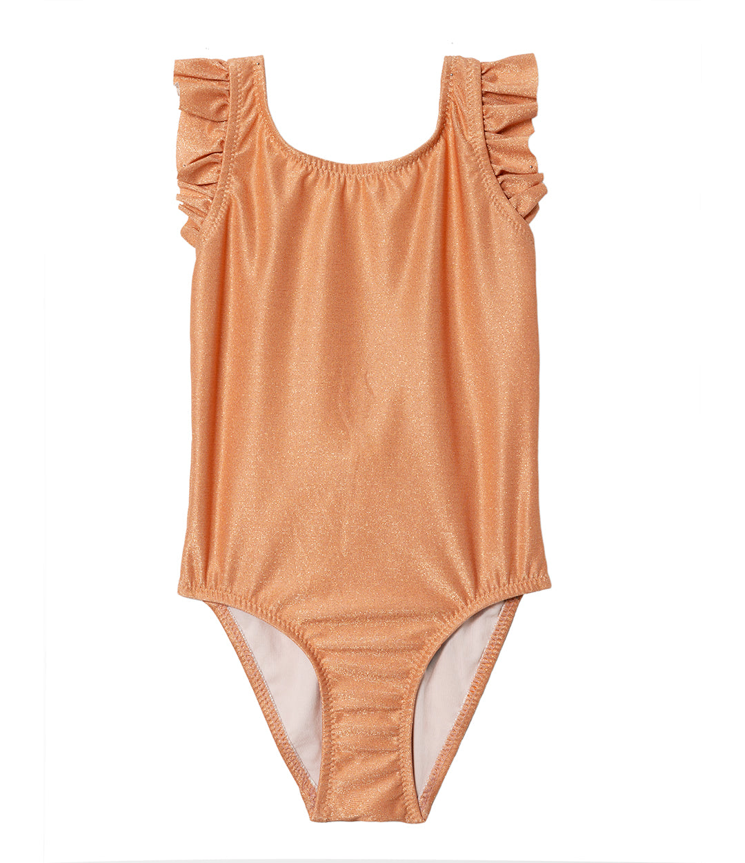 Girl one piece swimsuit sparkling pink Loumio Paris